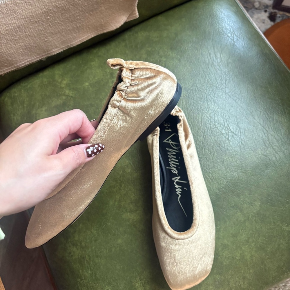 Phillip Lim 3.1 Stretch Back Ballet velvet gold Flats size 39 - Picture 10 of 12